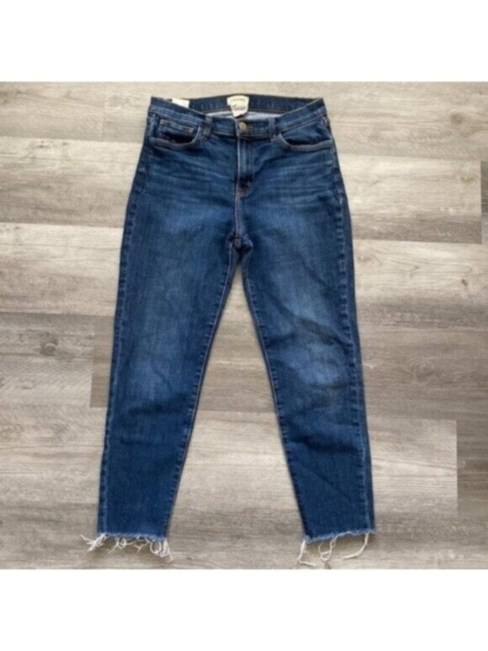 lagence Jeans Womens 29 Blue El Matador Bruno Wash Slim Raw Hem Fringe Denim